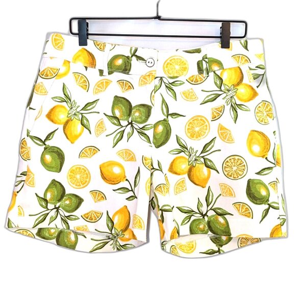 Isaac Mizrahi | Lemon & Lime Citrus Print Tailored White Shorts | Size 12 - Picture 3 of 12